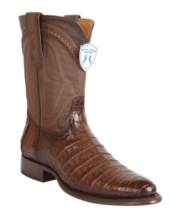Wild West 269I8216 Faded Brown Genuine Caiman Belly Skin Roper Toe Cowboy Boots