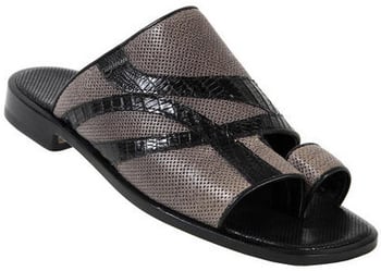 Mauri 1925/1 Black Genuine Bufalino Perforated Waxy Marine/Teju Lizard Sandals