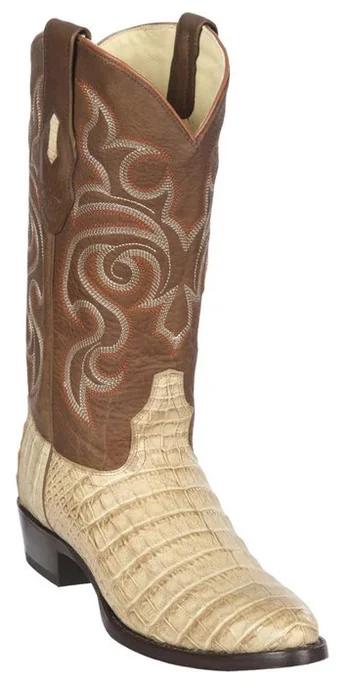 Los Altos Honey Genuine Caiman Belly Round Roper Toe Cowboy Boots 65G8251