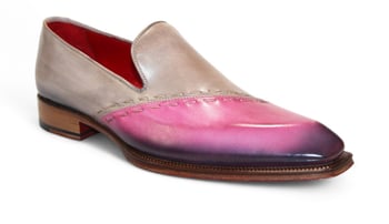 Emilio Franco "Vittorio" Pink/Light Grey Genuine Italian Calf Leather Slip On Dress Shoes.