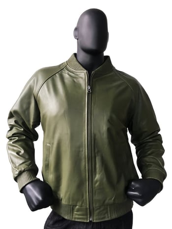 G-Gator Olive Genuine Lambskin Leather Baseball Varsity Bomber Jacket 1051.