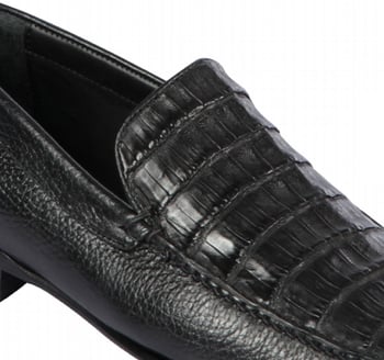 Lombardy Black Genuine Crocodile / Leather Penny Loafer Shoes ZLA048205.