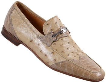 Mauri "Paloma" 2020 Oyster Genuine Ostrich Leg / Ostrich Loafer Shoes.