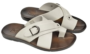 Faranzi White Buckled Vegan Leather Casual Slide Sandals FR420279