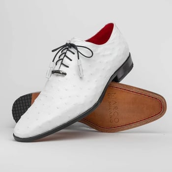 Marco Di Milano "Criss" White Fully Wrapped Genuine Ostrich Dress Shoes