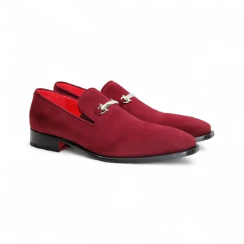 Emilio Franco Francesco Burgundy Suede Loafer Men's Italian Calf Dress Slip-On