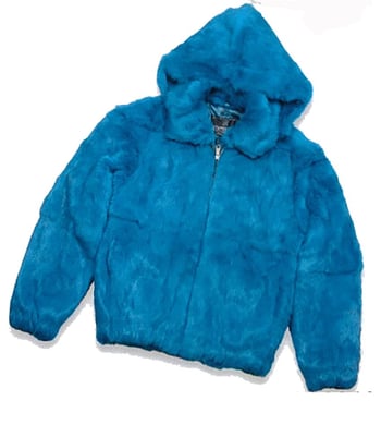 Winter Fur Ladies Ocean Blue Skin Rabbit Jacket With Detachable Hood W05S04OB.