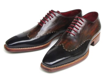 Paul Parkman 081 Navy / Red / Black Genuine Leather Wingtip Oxford Shoes