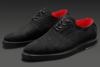 Tayno "Wager" Black Python Embossed Vegan Suede Oxford Sneakers