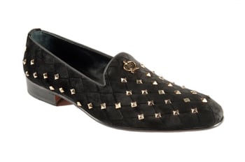 Mauri 3063 Black Genuine Velvet / Studded Slip-Ons.