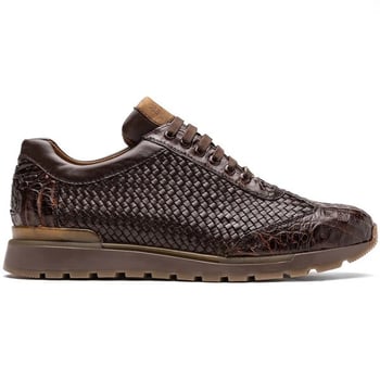 Marco Di Milano "Roma" Brown Genuine Caiman Crocodile Fashion Sneaker