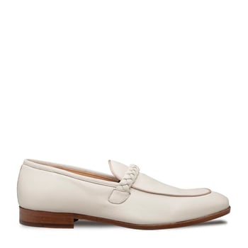 Mezlan "Parole" Bone Soft Textured Calfskin Leather Penny Loafer 21047.