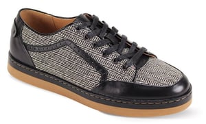 Angled View of Giovanni Judd Black Tweed and Calfskin Sneakers 