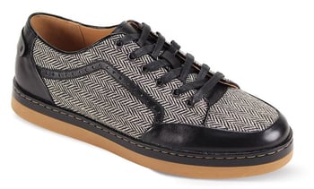 Angled View of Giovanni Judd Black Tweed and Calfskin Sneakers 