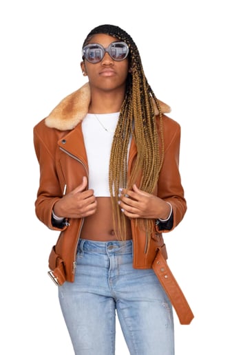 G-Gator #1033 Women Brown Lambskin Leather Motorcycle Jacket