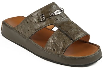 Mauri "5039/1" Forest Green Genuine Ostrich Slide-In open Toe Sandals.