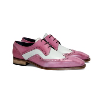 Duca Di Matiste "Saranno" Pink / Bone Genuine Italian Calf Leather Lace-Up Derby Shoes.