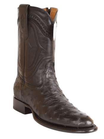 Wild West 269IZ0305 Black Genuine Full Quill Ostrich Roper Toe Cowboy Boots With Zipper