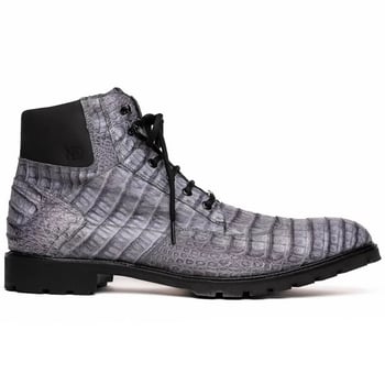 Marco Di Milano "Leoni"  Oil Gray Genuine Caiman Crocodile Boots