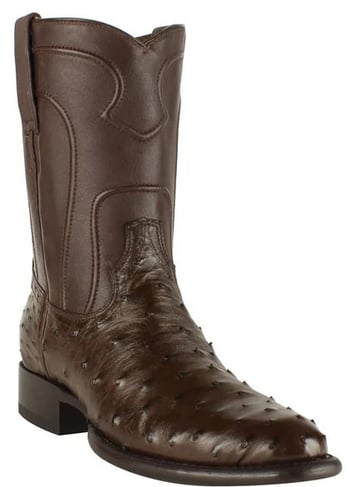 Los Altos Brown Genuine Ostrich Round Roper Toe Cowboy Boots 690307