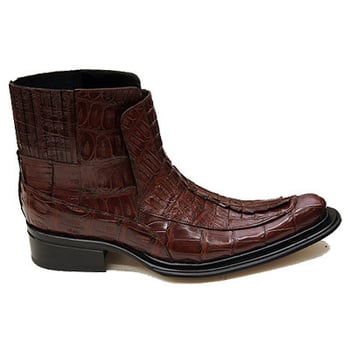 Mauri "42829" Cognac All-Over Genuine Hornback Crocodile Tail Boots