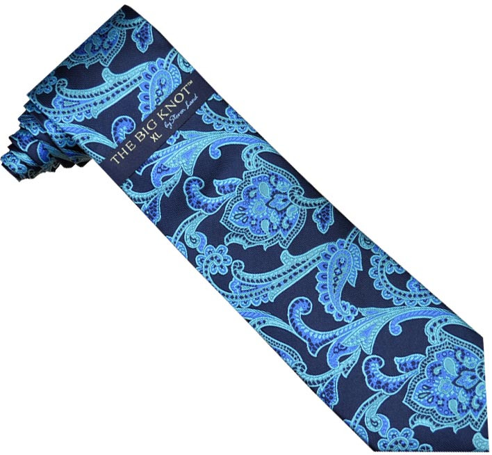 Steven Land Collection Big Knot SL109 Navy & Turquoise Paisley 100% ...