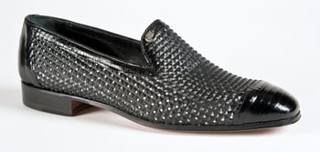 Mauri "4852/3" Black Genuine Tejus / Fabric Perforated Loafers Shoes.