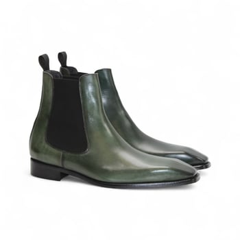 Duca Di Matiste Empoli Green Italian Calf Leather Ankle Boots.