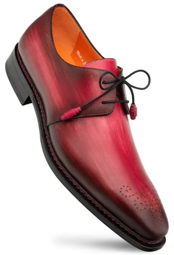 Mezlan "Principe" Burgundy / Rust Genuine Calfskin Leather Derby Shoes 20842.