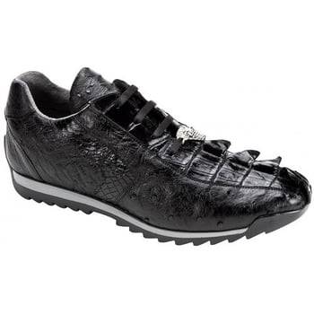 Belvedere Ferro 2907 Black Genuine Caiman Crocodile & Calf Leather Sneakers