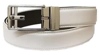 Serpi White Genuine European Calfskin Leather Adjustable Track Belt R1