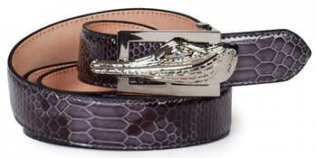 Mauri Charcoal Genuine Patent Leather Malabo Belt With Buckle AB9.