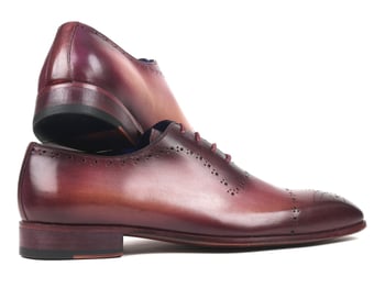 Paul Parkman "ZLS35BUR'' Burgundy Genuine Calfskin Leather Hand-Painted Perforated Oxford Shoes.