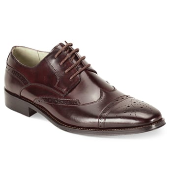 Giovanni Brogue Burgundy Calfskin Derby Wingtip Lace-Up Shoes
