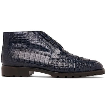 Marco Di Milano Martinelli Navy Genuine Caiman Crocodile Lace-Up Chukka Boots