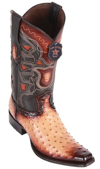 Los Altos  Faded Oryx Genuine Full Quill Ostrich European Square Toe Cowboy Boots 760315