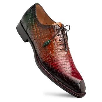 Mezlan Marble 50194-J Cognac Multi-Tone Alligator Oxford Shoes.