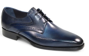 Duca Di Matiste "Forano" Navy Genuine Italian Calf Leather Lace-Up Dress Shoes.