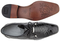 Belvedere "Lago" Black All-Over Genuine Alligator Shoes 14010.