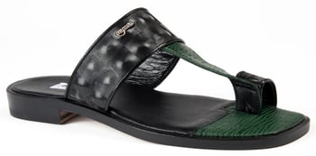 Mauri "5008/1" Black Genuine Patent Disco / Forest Green Shark Sandals.