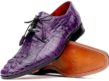 Marco Di Milano "Tulum" Purple Genuine Caiman Crocodile Dress Shoes