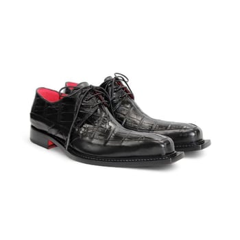 Fennix Italy Frank Black Alligator and Calfskin Leather Derby Shoes
