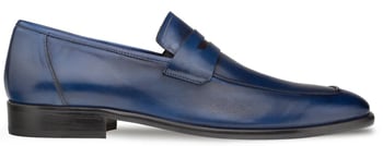 Mezlan E20243 Navy Hand-Burnished Calfskin Leather Penny Loafer