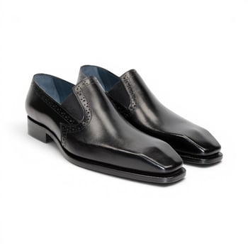 Duca Di Matiste Paliano Black Calf Leather Dress Shoes with Leather Sole