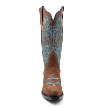 Ferrini Ladies "Ella" Brown Full Grain Leather Snipped Toe Cowgirl Boots 81061-10