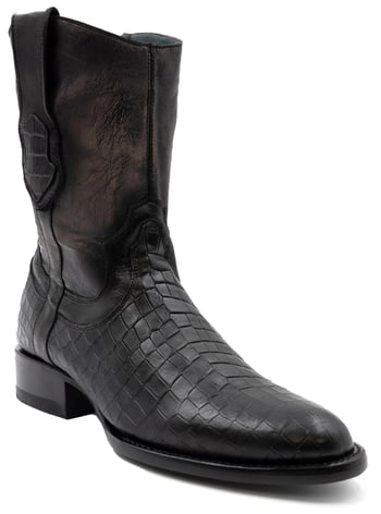 Ferrini "Winston" Black Genuine Full Grain Leather Round Toe Cowboy Boots  24713-04