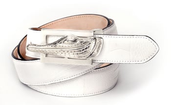 Mauri  "100/35" White Genuine Ostrich Leg Belt With Buckle AB9