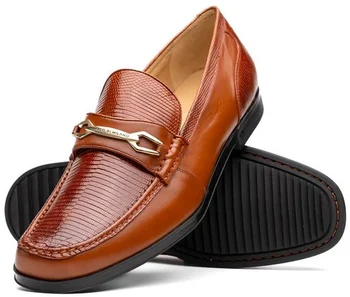 Marco Di Milano "Hugo" Cognac Genuine Lizard and Calfskin Loafer