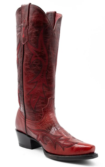 Ferrini Ladies "Scarlet" Red Full Grain Leather Snipped Toe Cowgirl Boots 84261-22