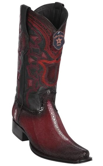 Los Altos Faded Burgundy Genuine Full Rowstone Stingray European Square Toe Cowboy Boots 761143